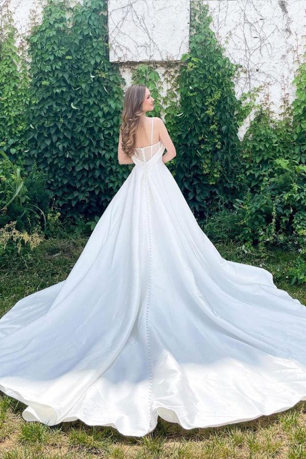 White Sweetheart Neck Satin Long Prom Dress Evening Dress TP1054 - Tirdress