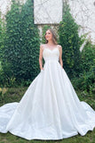 White Sweetheart Neck Satin Long Prom Dress Evening Dress TP1054