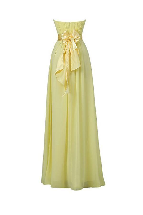 Yellow Sweetheart Bridesmaid Chiffon Prom Dresses Long Evening Gowns US2 / Custom Color Yellow Sweetheart Bridesmaid Chiffon Prom Dresses Long Evening Gowns US2 / Custom Color