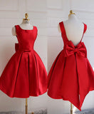 Cute A Line Satin Short Prom Dress With Bow, Homecoming Dress HD0158 - Tirdress