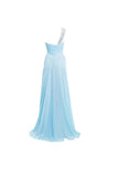 A line One Shoulder Long Bridesmaid Prom Dresses PG266 - Tirdress