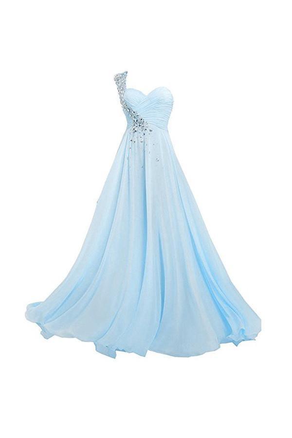 A line One Shoulder Long Bridesmaid Prom Dresses US8 / Custom Color A line One Shoulder Long Bridesmaid Prom Dresses US8 / Custom Color